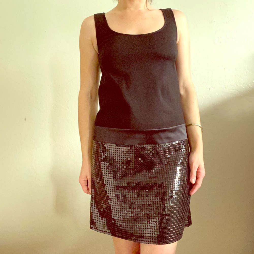 Ann Taylor Loft Black Drop-Waist Sequin Dress Size 0